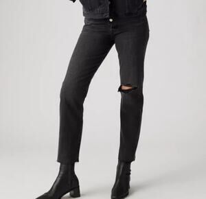 Levi's Wedgie Straight Black Gray Button Fly High Waisted Jeans Women's size 29